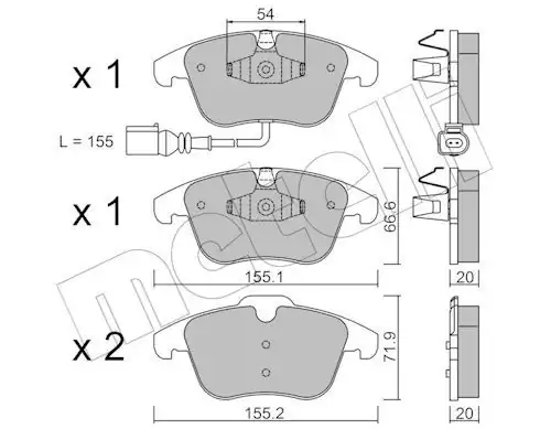 METELLİ 22-0675-1 | Ön Fren Balatası Kablolu VW Passat 13 15 Tiguan 08 18 Audi Q3 12 18