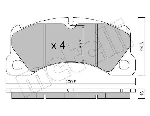 METELLİ 22-0957-0 | Ön Fren Balatası 16mm VW Porsche