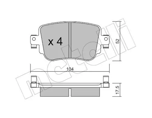 METELLİ 22-0980-0 | Arka Fren Balatası VW Caddy 16 Golf 16 Passat 15 Polo 18 Seat Leon 13 16 Skoda Octavia 13 17