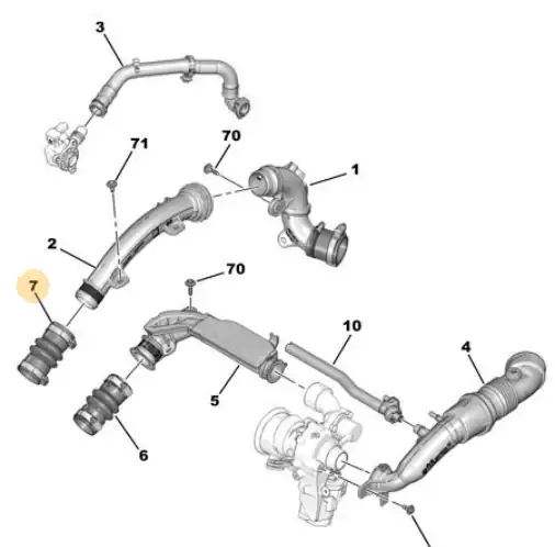 MOPAR Psa 9801280680 Turbo İnterkol Hortumu 1007 207 208 301 4008 C Elysee C4 Cactus C3 Ds3 1 6 Hdi