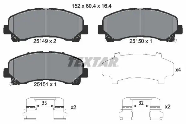 TEXTAR 2514901 | Fren Balatası D Max 02 18 Ön