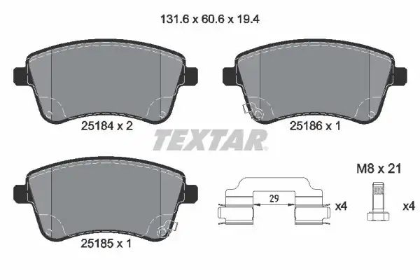 TEXTAR 2518401 | Fren Balatası Venga 10 19 Ön