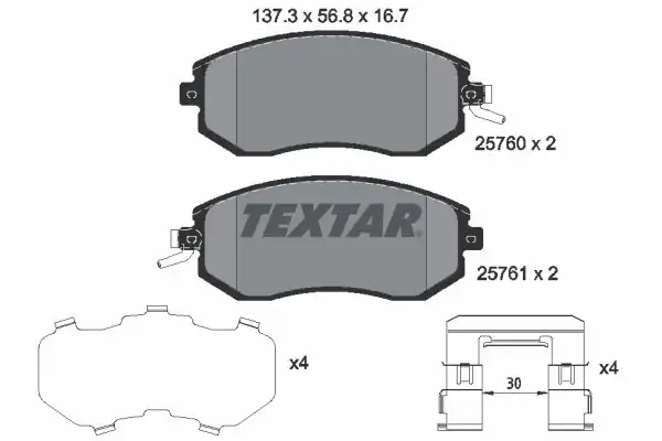 TEXTAR 2576001 | Fren Balatası Brz > 86 Impreza Forester Legency Ön