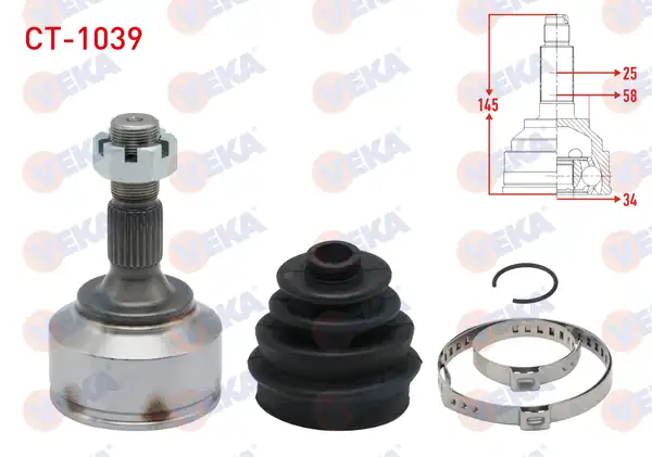 Veka Ct 1039 Aks Kafası Sol Sağ Ön Dış Peugeot 307 3a C 1 4 Hdi 25 34x58 Uzunluk 145 mm 2000 2007