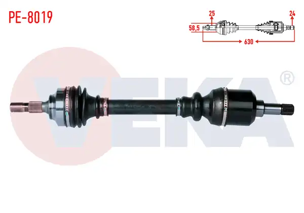 Veka Pe 8019 Komple Aks Sol Ön Peugeot 307 3a C 1 4 Hdi Be Şanzıman Uzunluk 630mm 2000 2007