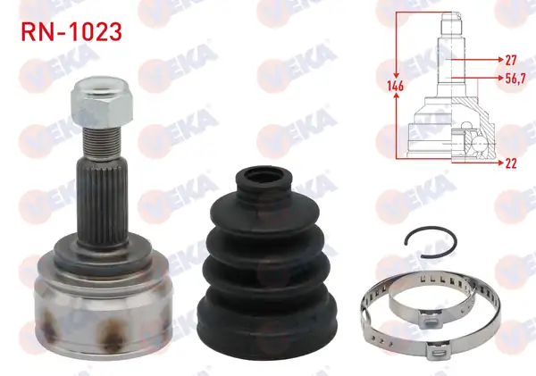 Veka RN 1023 Aks Kafası Sol Sağ Ön Dış Renault Kangoo Kw0 1 1 5 dCi 5 Vites 27 22x56 7 Uzunluk 146 mm 2008