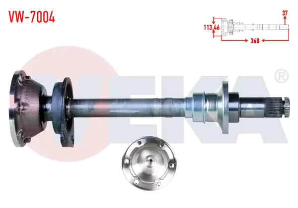 VEKA VW7004 | Aks Mili Seti Sağ VW T4 2 5 TDI 96 Transporter IV 70xb 70xc 7db 7dw 368mm