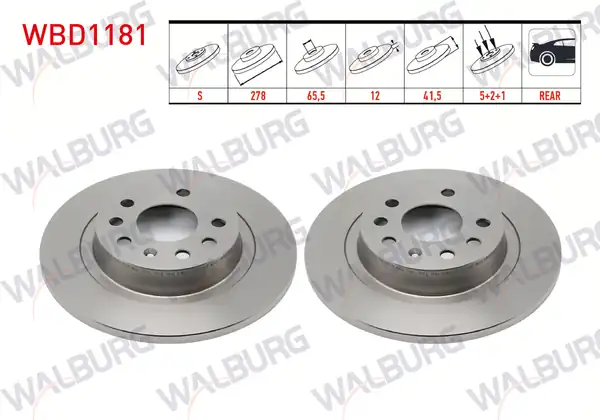 WALBURG WBD1181 | Fren Diski Opel Vectra C Havasız Arka 2 Adet