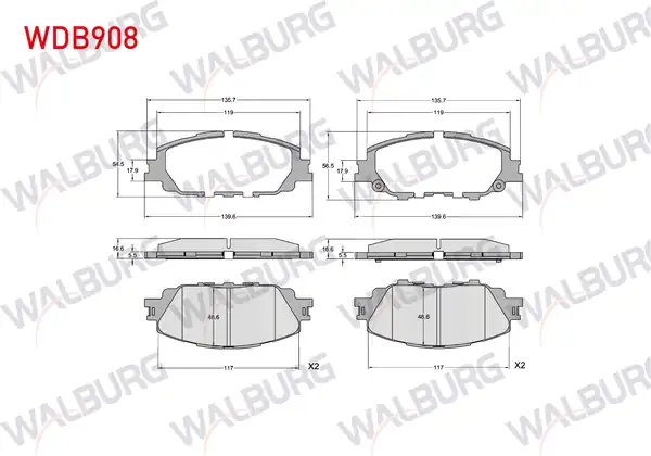 WALBURG WDB908 | Fren Balata Ön Toyota Corolla 2020 Yaris Cross 2022