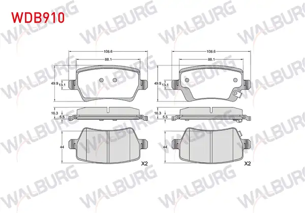WALBURG WDB910 | Fren Balata Arka Ikazlı Chery Omoda 5 Tıggo 8 Pro 2023 Jaecoo J7 2024