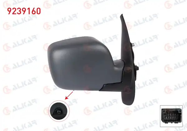 ALKAR 9239160 | Dış Dikiz Aynası Sol Elektrikli Isıtmalı 5 Pin Renault Kangoo 2008 2012