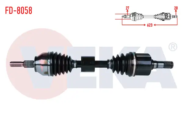 Veka Fd 8058 Komple Aks Sol Ön Ford Focus 1 6 TDCI A T Uzunluk 623mm 2015