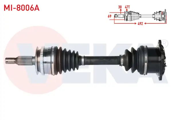 Veka Mı 8006a Komple Aks Sağ Ön ABS li 47 Dış Uzunluk 492mm Mitsubishi L200