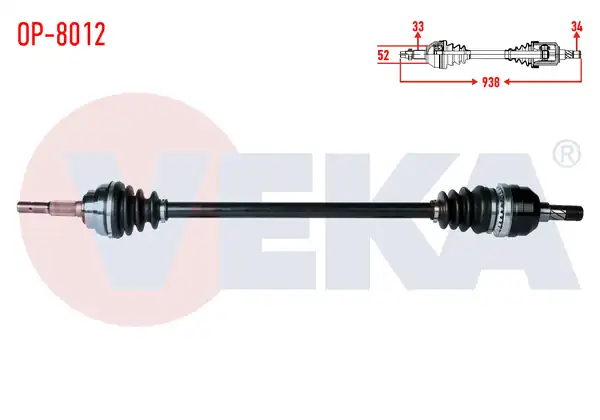 Veka Op 8012 Komple Aks Sağ Ön Opel Vectra A 1 8 Uzunluk 938mm 1988 1995