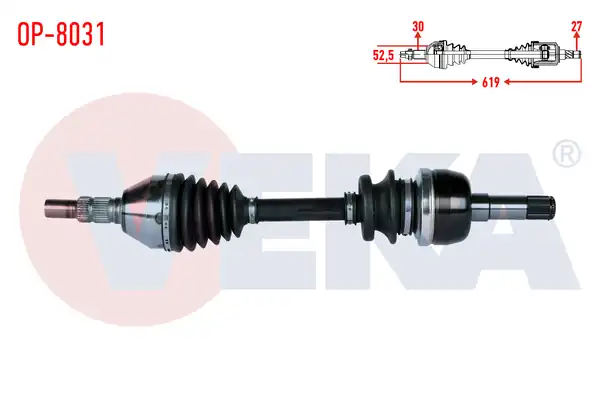 VEKA OP-8031 | Komple Aks Sol-Sağ On Opel Insignia 2.0 CDTI (A20dth) A-T Uzunluk 619mm 2008 -