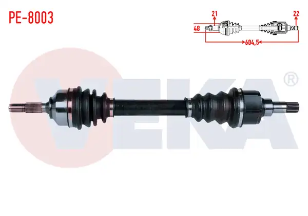 Veka Pe 8003 Komple Aks Sol Ön Peugeot 206 2a C 1 6i 16v Tu5 Uzunluk 604 5mm 1998 2006