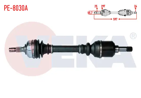 Veka Pe 8030a Komple Aks Sol Ön Peugeot Partner 5 5f 2 0 Hdi ABS li 29 Dış Uzunluk 597 mm 1996 2008
