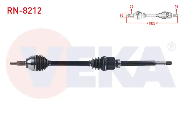 Veka RN 8212 Komple Aks Sağ Ön Uzunluk 1020 mm Renault Traffic III 1 6 dCi 2014 Opel Vivaro C 1 6 CDTI 2 0 CDTI 2019