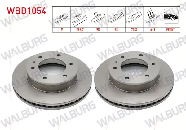 WALBURG WBD1054 | Fren Diski Ön Havalı 6 Bjn 288,7X28x98x70,3 Ford Ranger | 2 Adet