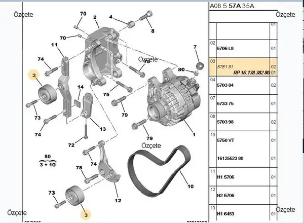 BİTAPART BPE181031 | Alternatör Gergi Rulmanı Peugeot Partner P206 P306 Citroen Jumpy 1 9 D Dw8