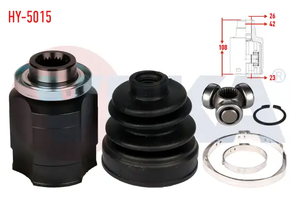 Veka Hy_ 5015 Aks Kafası Sağ Ön İç Hyundai Accent Admıre 1 5 CRDI 26x23x42 Uzunluk 108 mm 2003 2006