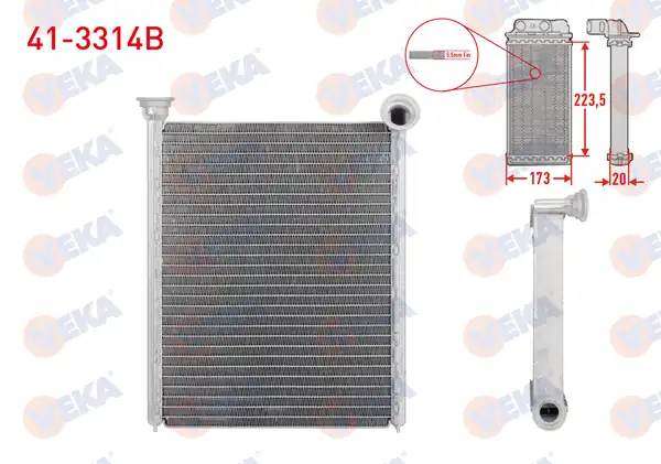VEKA 41-3314B | Kalorifer Radyatörü Brazing 5 5mm Fin Peugeot 308 4a 4c 1 6 Hdi 2007 2013