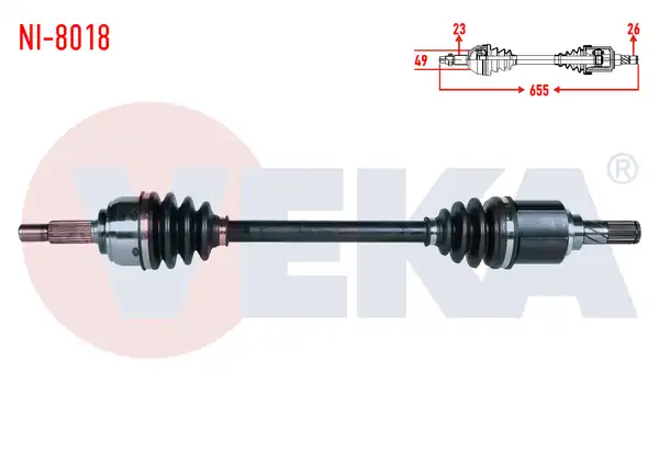 Veka Ni 8018 Komple Aks Sol Ön Nissan Micra K12 1 2i 16v M T Uzunluk 655mm 2003 2010