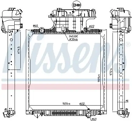 NISSENS 62873 | Motor Su Radyatörü Man Tgx Tgs D2066 Tga 18 480 D2876 02 Çerçeveli M-T Yüksek Kabin
