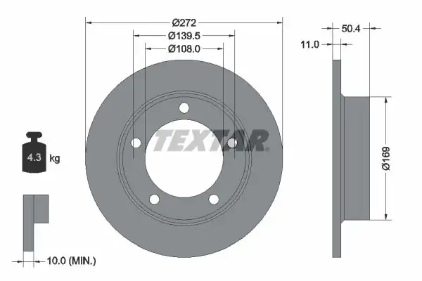TEXTAR 92019900 | Fren Diski Lada Samara 272mm Ön 2 Adet