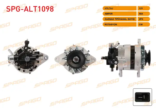 SPAGO Spg Alt1098 Alternatör 12v 60a 2pk Alt915 Kia Sportage 96 02 Hi Besta 92 99 Bongo 97