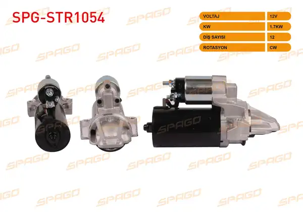SPAGO Spg Str1054 Marş Motoru 12v 1 7kw 12 Dış Cw Str6842 Transit V363 2 2 TDCI 11 18 Start Stopsuz Araclar İçin