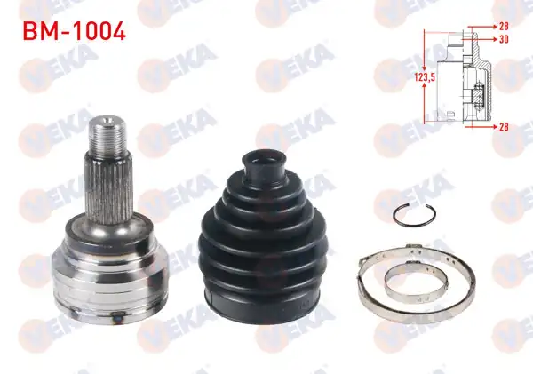 VEKA BM-1004 | Aks Kafası Sol-Sağ Arka Dış 28X0x57 Uzunluk 123,5mm BMW 1 Serisi (F20,F21) 116 İ-118 İ-120 İ 2010-/ 3 Serisi (F30) 316 İ-318 İ-320 İ-320İ Xdrive 2011-/ 4 Serisi (F32) 418 İ 2013 -