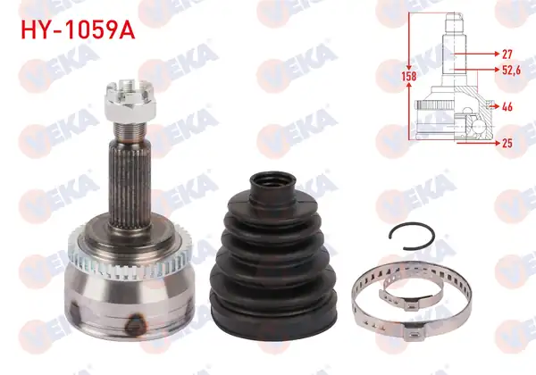 Veka Hy_ 1059a Aks Kafası Sol Sağ Ön Dış ABS li 46 Dış Uzunluk 158mm Hyundai İ30 Fd 1 6 CRDI M T 2007 2011