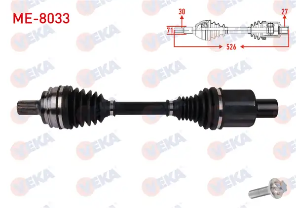 Veka Me 8033 Komple Aks Sol Ön Uzunluk 526mm Mercedes C Serisi W205 C200 C220 C250 C400 4 Matic 2014