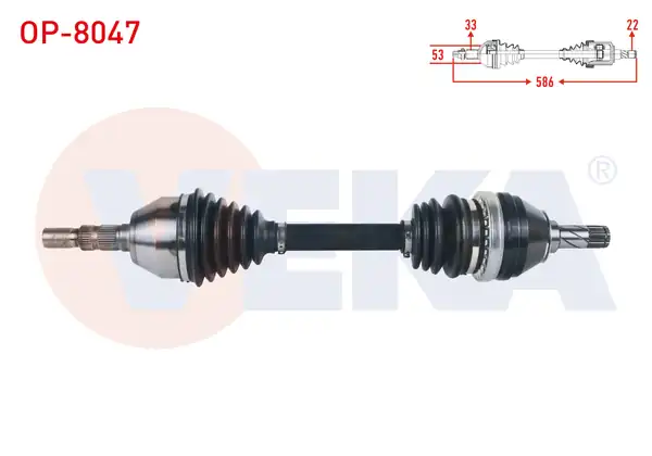 Veka Op 8047 Komple Aks Sol Ön Uzunluk 586mm Opel Astra H 1 7 CDTI M T 2004 2010 Zafira B 1 8 M T 2005 2011