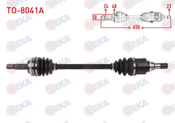 Veka To 8041a Komple Aks Sol Ön ABS li 48 Dış Uzunluk 650mm Toyota Yaris 1 0 1 4 D 4d 2003 2005 Yaris Verso 1 3 1999 2005