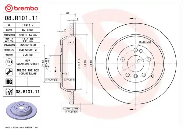 BREMBO 08R10111-2 | Fren Diski Arka ML Class W164 05 11 R Class W251 06 12 2 Adet