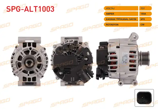 SPAGO Spg Alt1003 Alternatör 12v 150a 6pk Alt2330 207 308 508 3008 C4 C5 Ds3 Ds4 Cooper R56 1 6 Thp Araclar İçin
