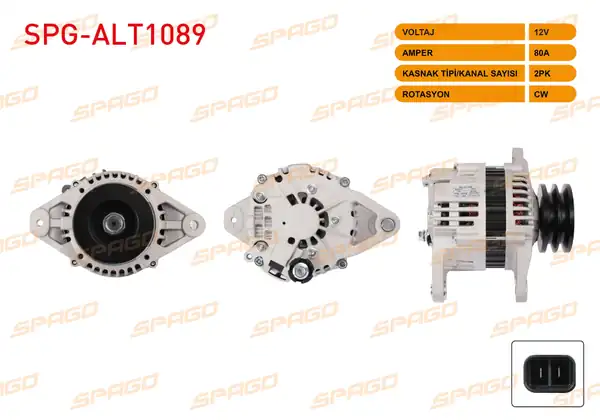 SPAGO Spg Alt1089 Alternatör 12v 80a 2pk Alt663 Navara 2 5 TD 05 08 Skystar 2 5 TD 98 03 Terrano II 2 7 TD 96 L S Uçlu