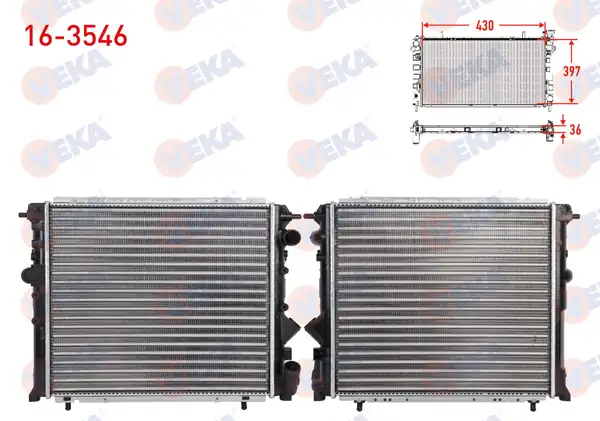 VEKA 16-3546 | Su Radyatörü Mekanik Renault R19 1 4 Karburatorlu M T A T Ac 1988 2000