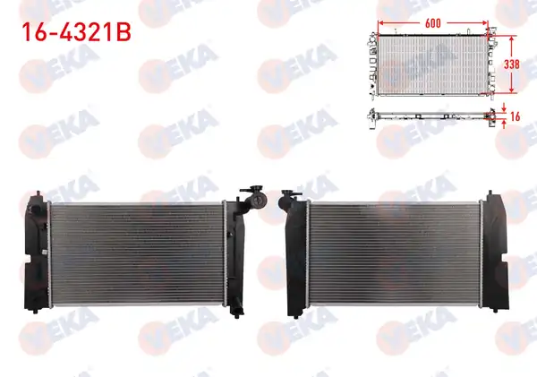 VEKA 16-4321B | Su Radyatörü Brazing Vidalı Toyota Corolla _e12_ 1 4 Vvt İ M T 2002 2007