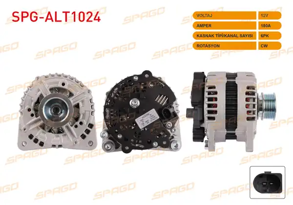 SPAGO Spg Alt1024 Alternatör 12v 180a 6pk Alt2608 Passat B6 B7 Superb 09 15 1 6 2 0 TDI Araclar İçin