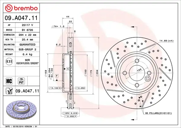 BREMBO 09-A047-11 | Fren Diski Ön UV Coated Mini 2 Adet