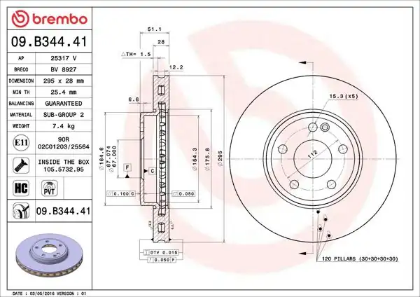 BREMBO 09B34441 *2 | Fren Diski Ön X117 15 > 19 C117 13 > 19 W176 12 > 18 W246 13 > 18 X156 13 > | 2 Adet