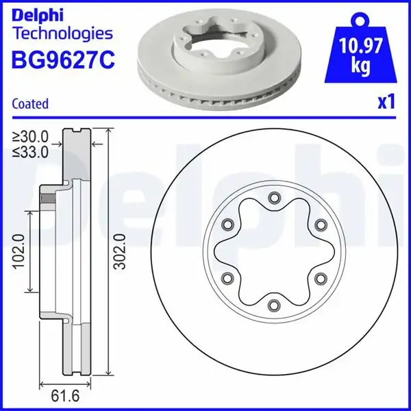 DELPHI BG9627C | Fren Diski Ön Ford Transit 14 500 Seri Tek Teker Tekli Paket