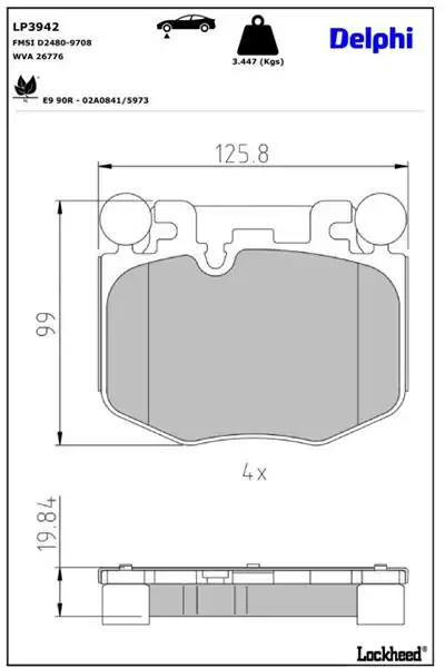 DELPHI LP3942 | Fren Balata Ön 20 4 Seri G22 X5