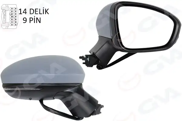 GVA 1014344 | Dış Dikiz Aynası Sağ Elektrikli Isıtmalı Sinyalli Sensörlü Astarlı Konveks Clio V 19 12h9p