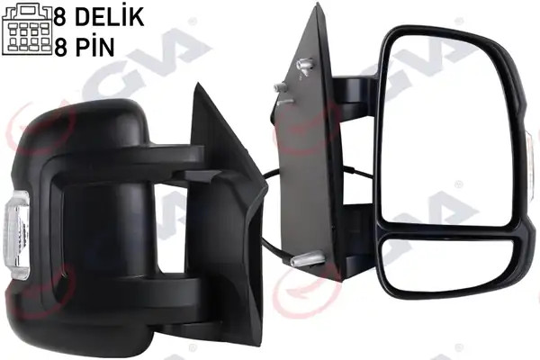 GVA 1027150 | Dış Dikiz Aynası Sağ Ducato Boxer Jumper 06 Elektrikli Isıtmalı Sinyalli Kısa Kol Konveks 8 Fiş Çift Cam