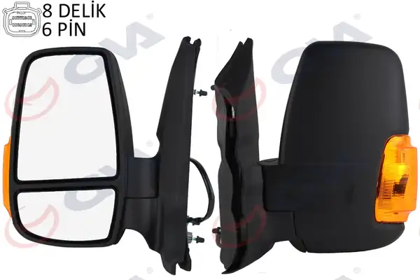 GVA 1032111 | Dış Dikiz Aynası Sol Ford Transit 14 Kısa Kol Sarı Sinyalli Desenli Konveks 6 Fiş Vm 6329nehl
