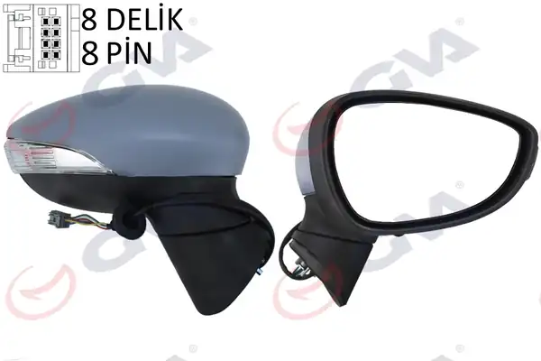 GVA 1037221 | Dış Dikiz Aynası Sağ Ford Fiesta 13 Elektrikli Isıtmalı Katlanır 8 Delik 8 Pin 8 Fiş Vm 6313ebr